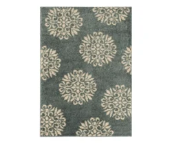 Exploded Medallions Bay Blue Area Rug, (5' X 7')