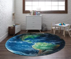 Mohawk Navy Western Hemisphere Earth Round Area Rug -Carpet Promotion 810559279 7
