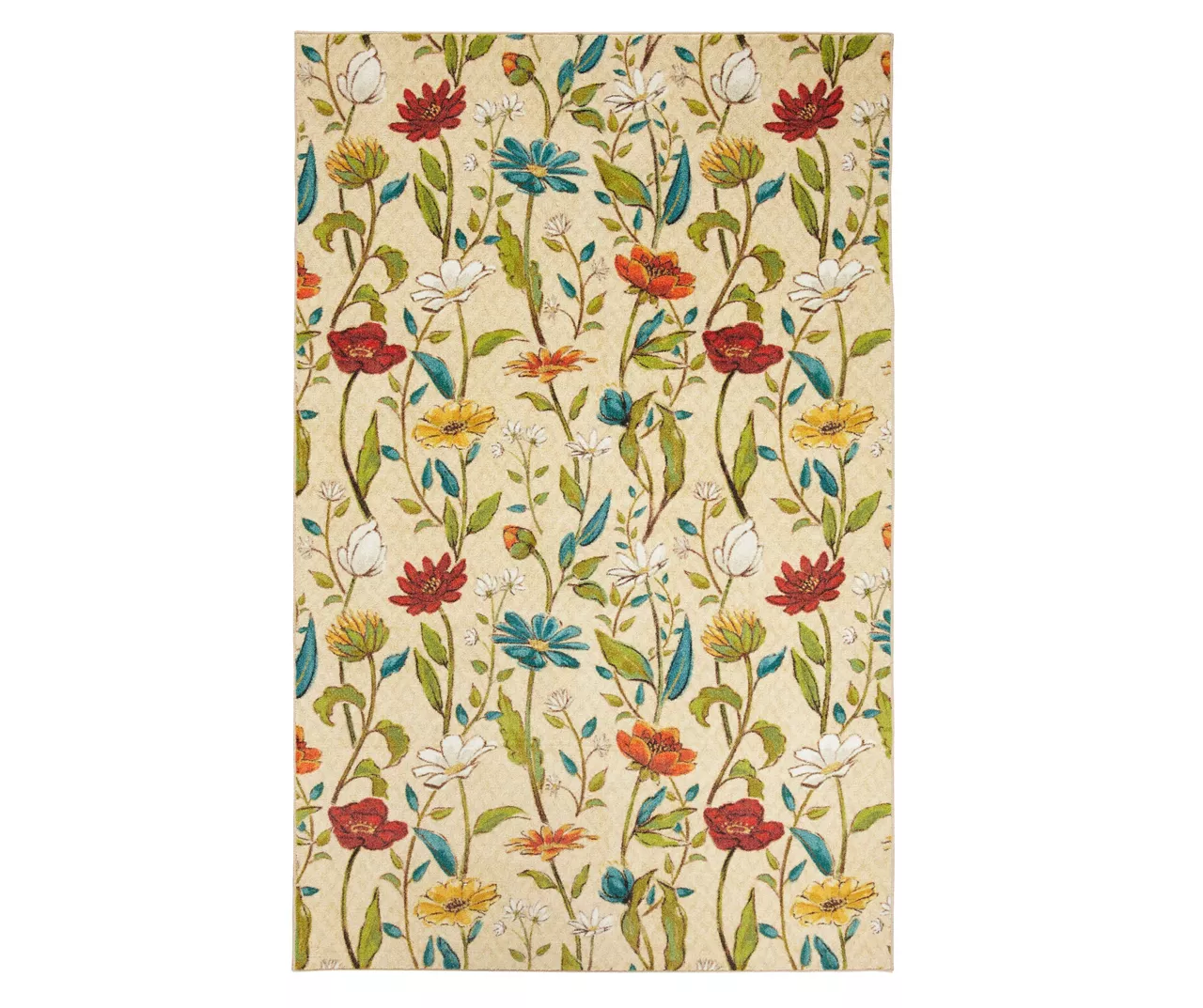 Spiced Beauties Cream & Jewel-Tone Floral Area Rug, (8' X 10') 1 Spiced Beauties Cream & Jewel-Tone Floral Area Rug, (8' X 10')