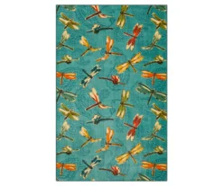Summer Dragonflies Aqua Area Rug, (8' X 10')