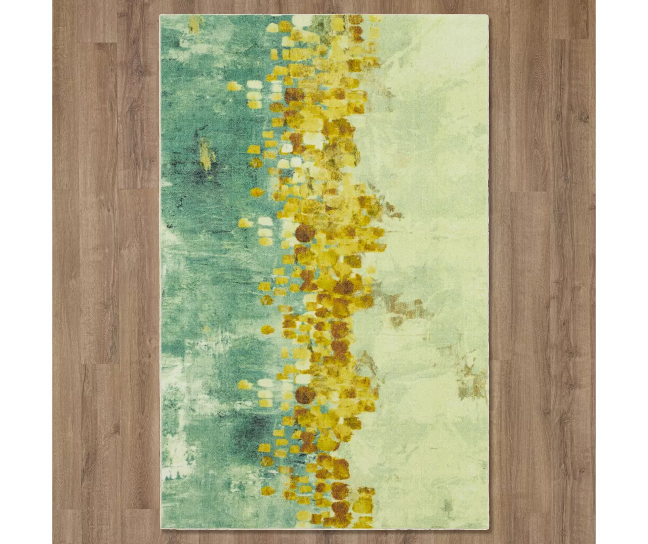 Dancing Stars Green & Blue Abstract Area Rug, (2' X 3') 4 Dancing Stars Green & Blue Abstract Area Rug, (2' X 3') - Image 4