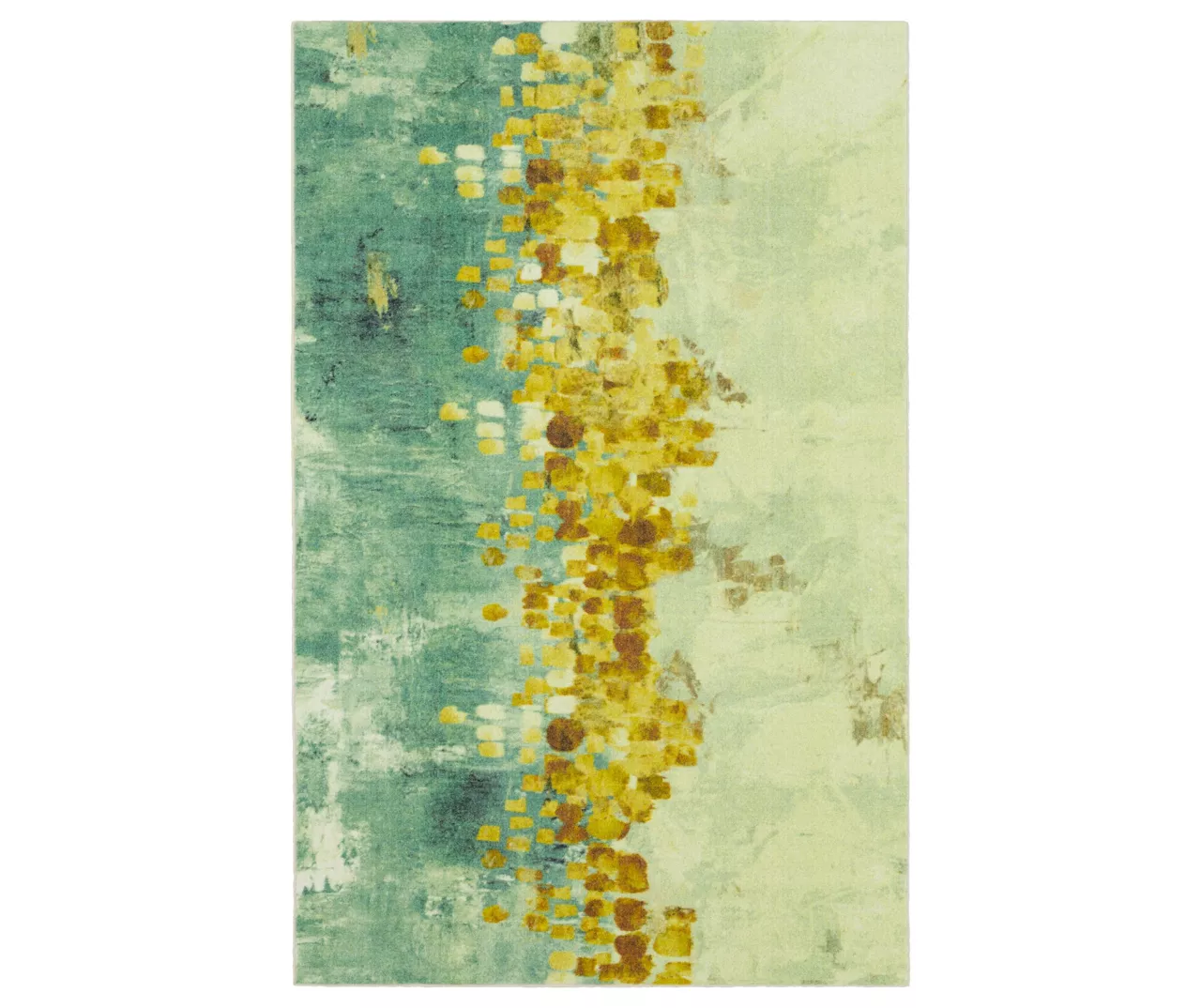 Dancing Stars Green & Blue Abstract Area Rug, (4' X 6') 1 Dancing Stars Green & Blue Abstract Area Rug, (4' X 6')