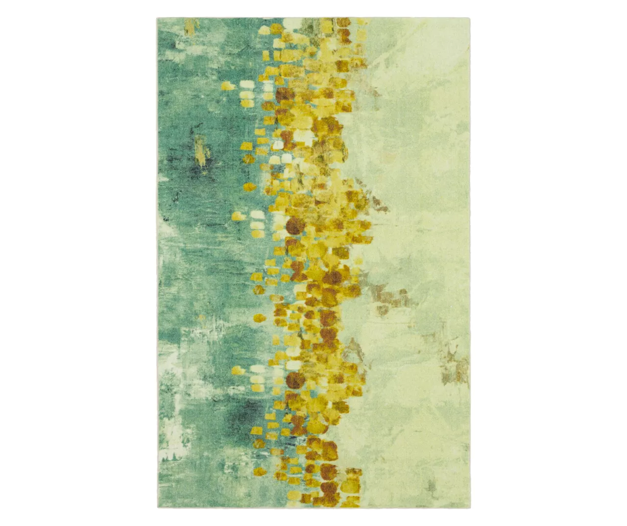 Dancing Stars Green & Blue Abstract Area Rug, (5' X 8') 1 Dancing Stars Green & Blue Abstract Area Rug, (5' X 8')