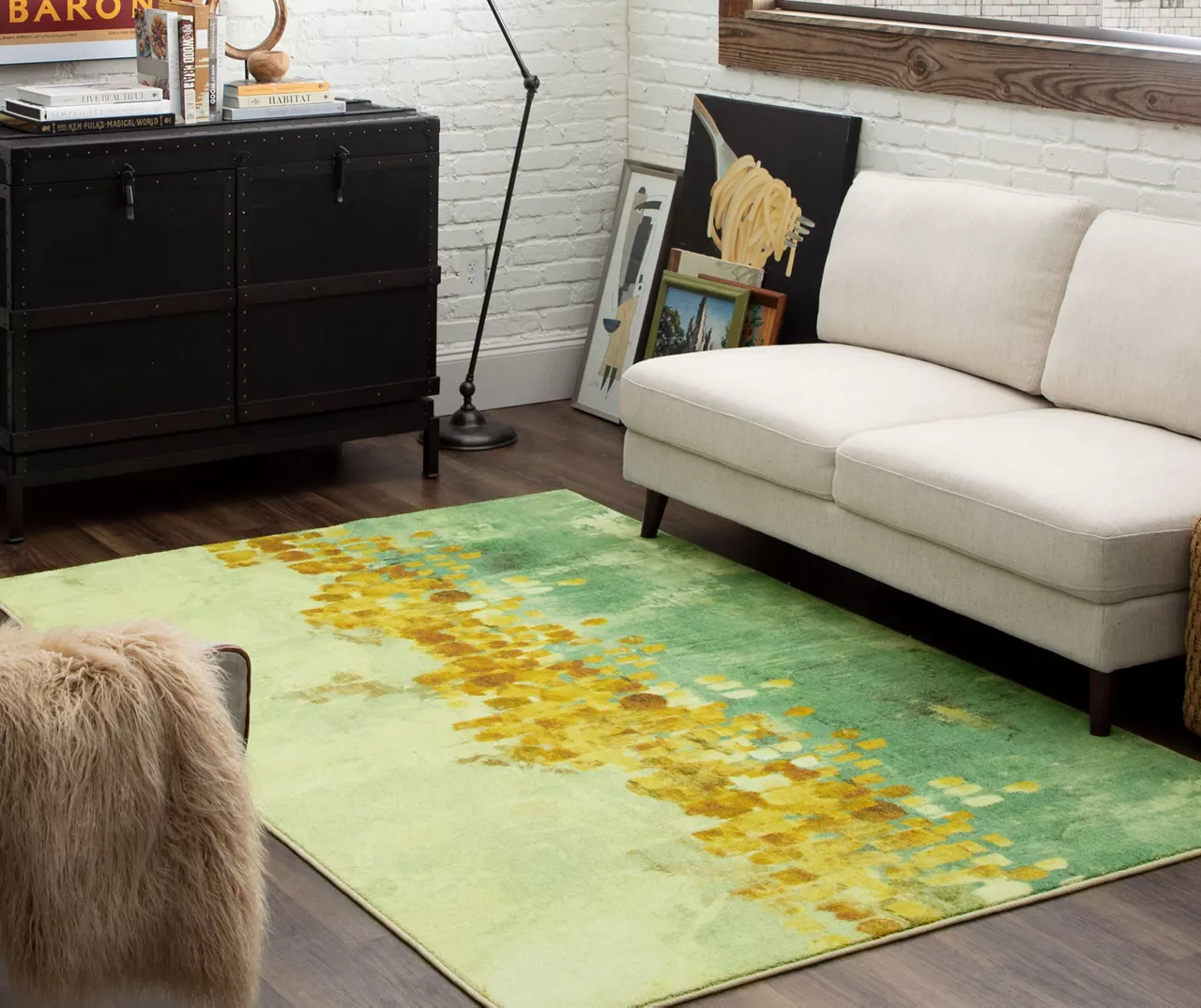 Dancing Stars Green & Blue Abstract Area Rug, (5' X 8') 5 Dancing Stars Green & Blue Abstract Area Rug, (5' X 8') - Image 5