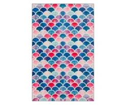 Blue & Pink Mermaid Scales Area Rug, (3' X 5')