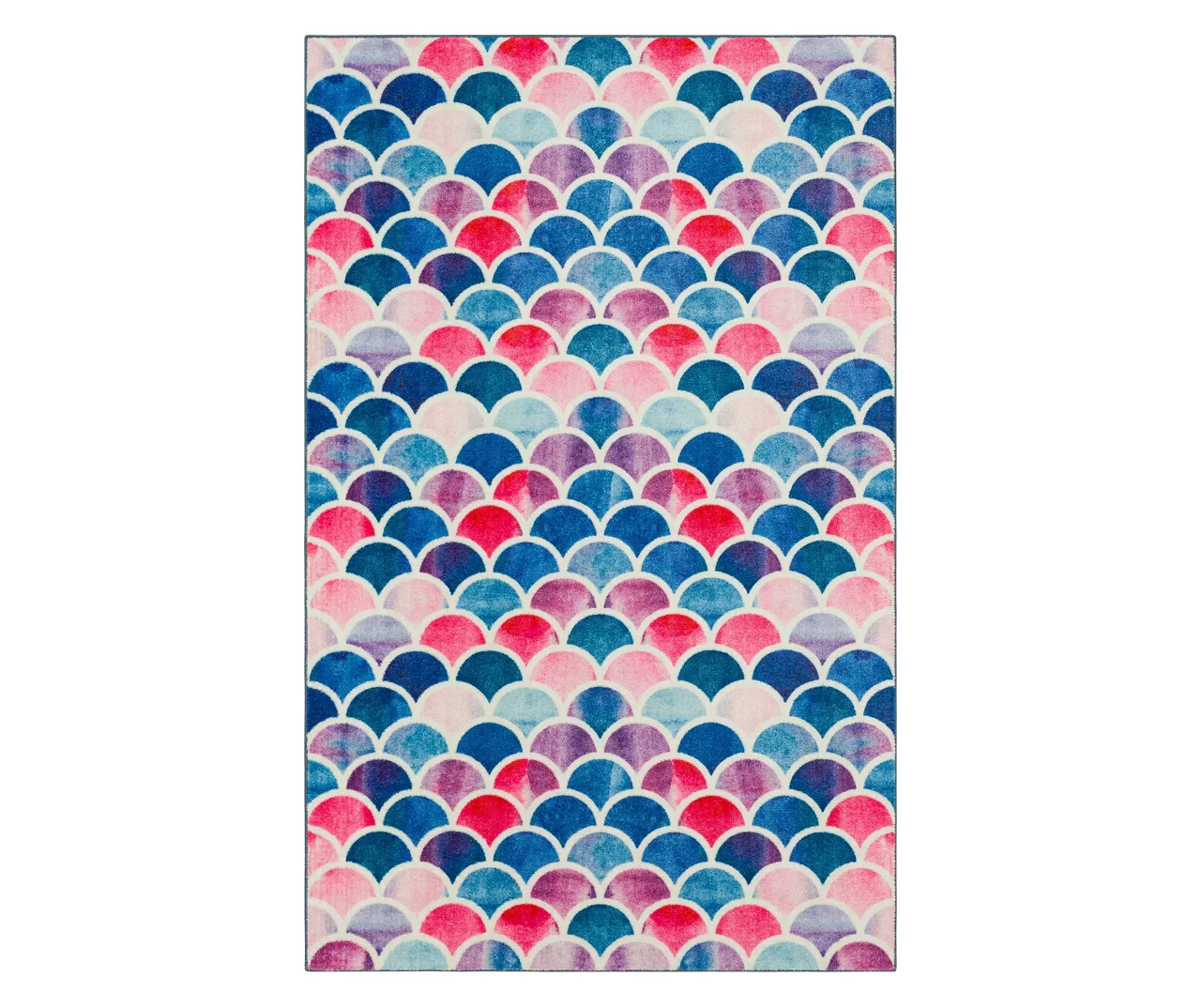 Blue & Pink Mermaid Scales Area Rug, (3' X 5') 1 Blue & Pink Mermaid Scales Area Rug, (3' X 5')