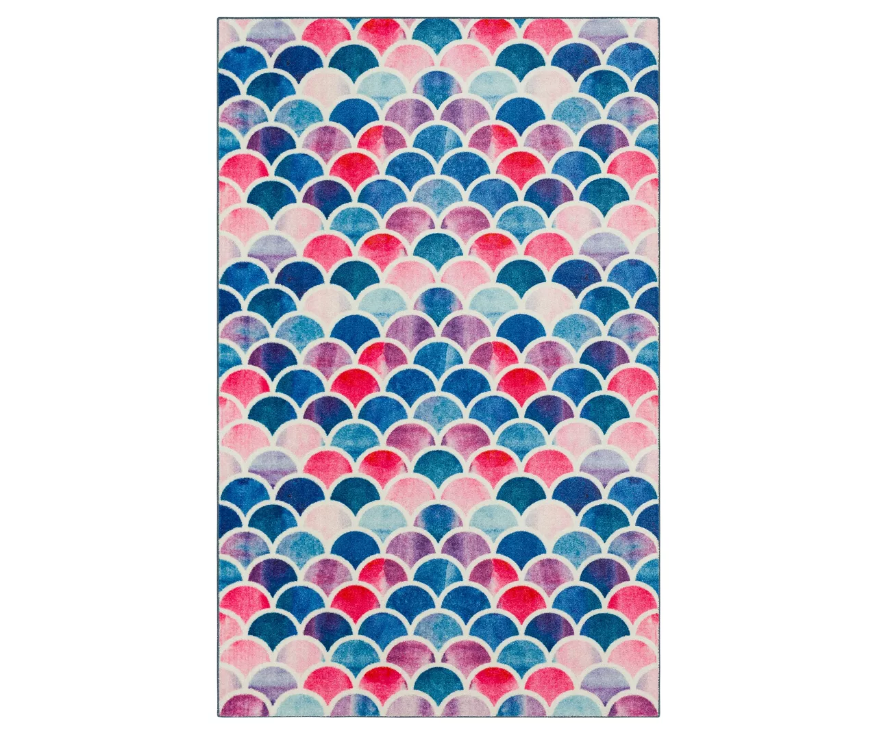 Blue & Pink Mermaid Scales Area Rug, (5' X 8') 1 Blue & Pink Mermaid Scales Area Rug, (5' X 8')