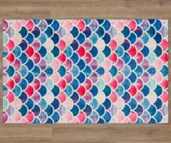 Mohawk Blue & Pink Mermaid Scales Area Rug -Carpet Promotion 810599719 A0 2