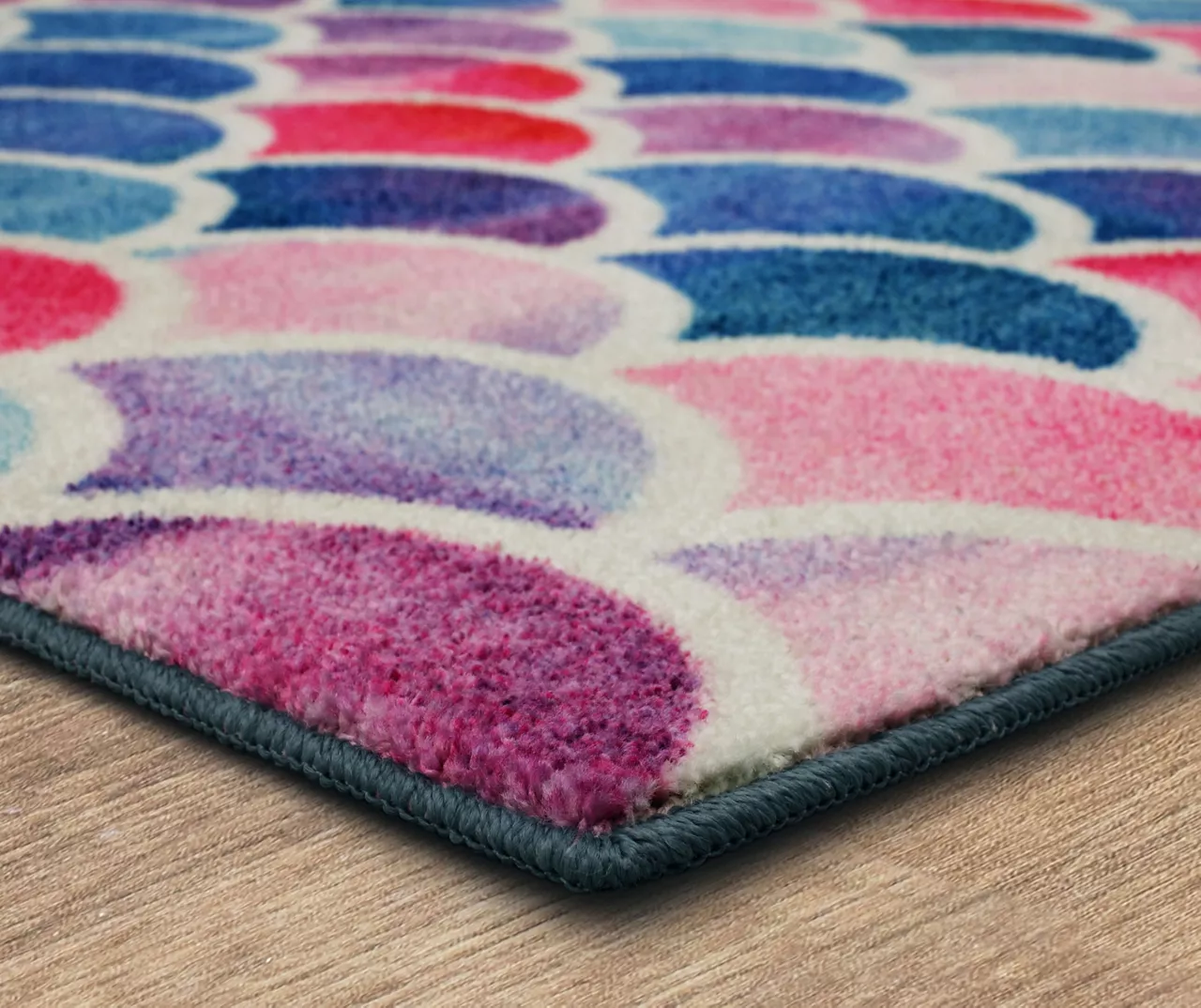 Blue & Pink Mermaid Scales Area Rug, (5' X 8') 3 Blue & Pink Mermaid Scales Area Rug, (5' X 8') - Image 3