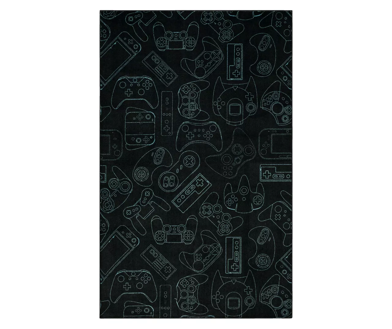 In Control Black & Teal Area Rug, (5' X 8') 1 In Control Black & Teal Area Rug, (5' X 8')