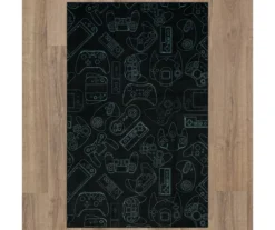 In Control Black & Teal Area Rug, (5' X 8') 12 In Control Black & Teal Area Rug, (5' X 8') -Carpet Promotion 810599722 A0 2