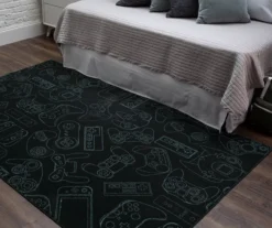 In Control Black & Teal Area Rug, (5' X 8') 15 In Control Black & Teal Area Rug, (5' X 8') -Carpet Promotion 810599722 A0 4