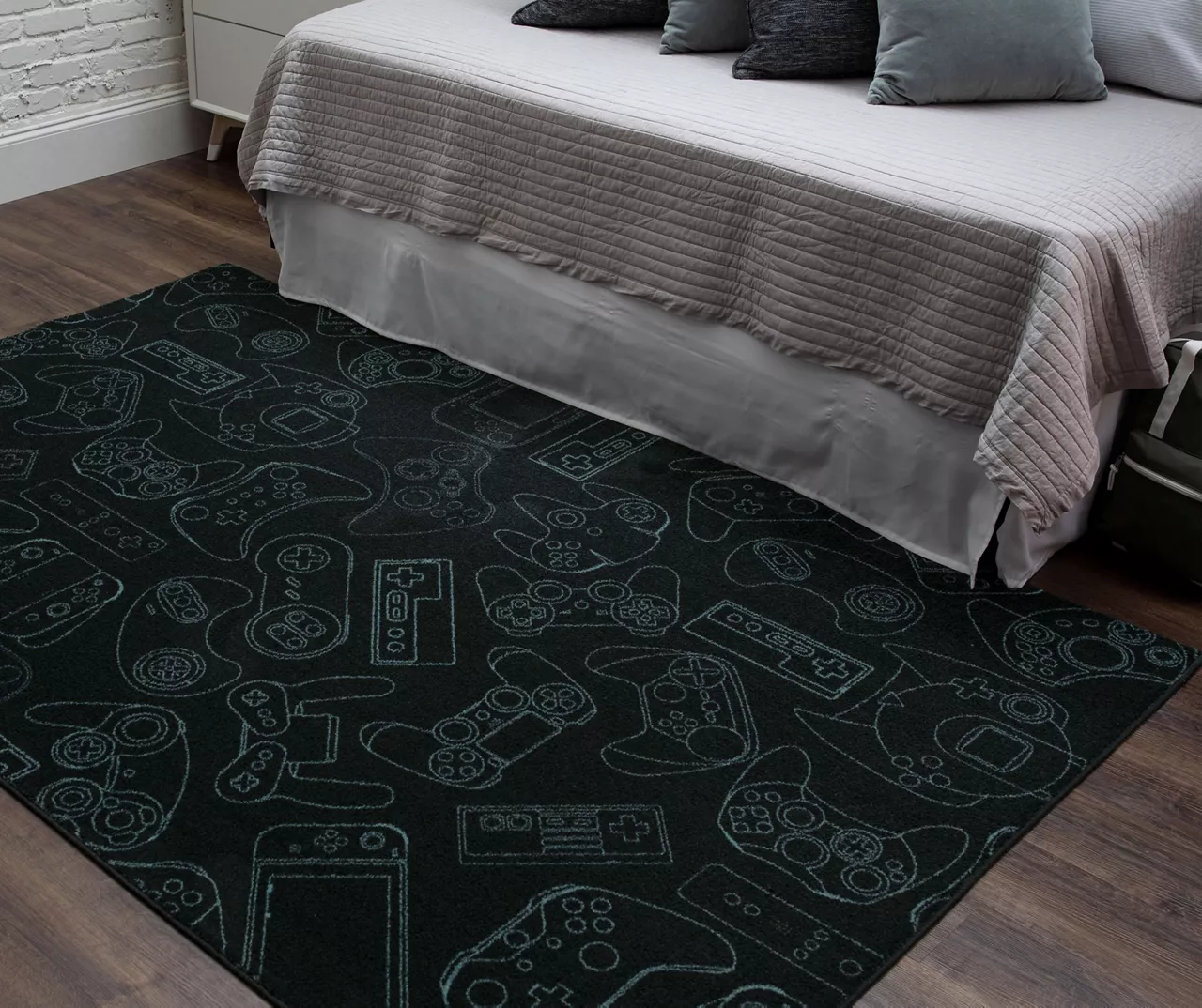 In Control Black & Teal Area Rug, (5' X 8') 7 In Control Black & Teal Area Rug, (5' X 8') - Image 7