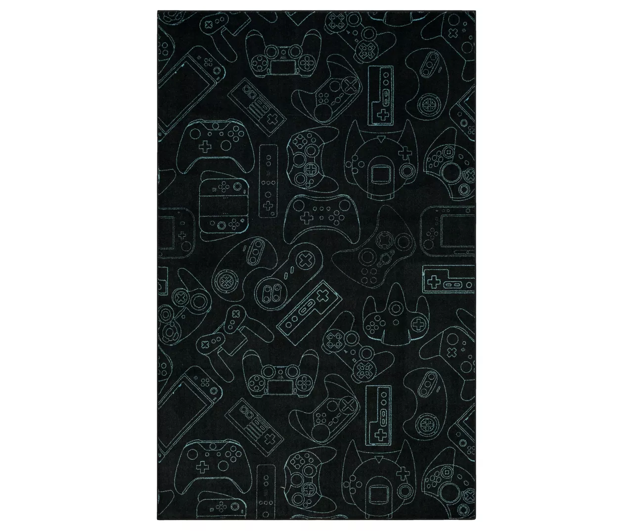 In Control Black & Teal Area Rug, (8' X 10') 1 In Control Black & Teal Area Rug, (8' X 10')