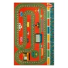 Red & Green Race Track Play Area Rug, (5' X 8')