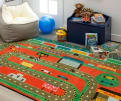 Red & Green Race Track Play Area Rug, (5' X 8') -Carpet Promotion 810599731 A0 4 1
