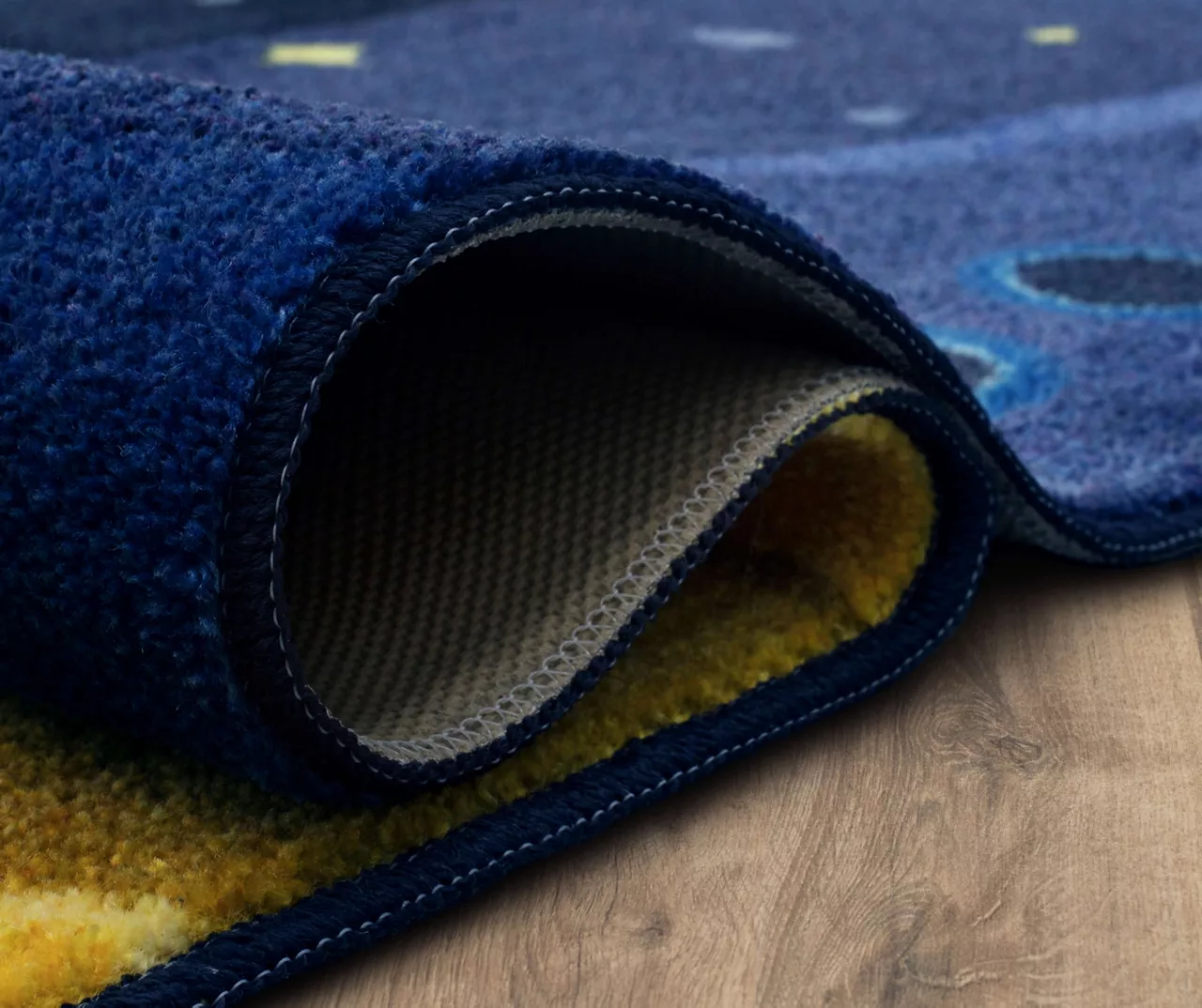 Navy & Yellow Space Rocket Play Area Rug, (8' X 10') 6 Navy & Yellow Space Rocket Play Area Rug, (8' X 10') - Image 6