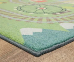 Green & Blue Train Tracks Play Area Rug, (5' X 8') -Carpet Promotion 810599739 A8 1