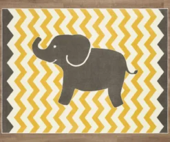 Mohawk Lucky Elephant Yellow & Charcoal Zigzag Stripe Area Rug -Carpet Promotion 810599745 A0 2 1