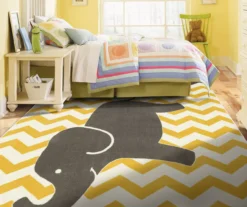 Mohawk Lucky Elephant Yellow & Charcoal Zigzag Stripe Area Rug -Carpet Promotion 810599745 A0 3 1