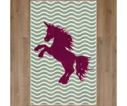 Majestic Unicorn Green & Purple Wavy Stripe Area Rug, (5' X 8') -Carpet Promotion 810599747 A0 2