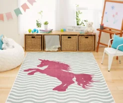 Majestic Unicorn Green & Purple Wavy Stripe Area Rug, (5' X 8') -Carpet Promotion 810599747 A0 5