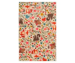 Enchanted Forest Beige & Coral Area Rug, (8' X 10')