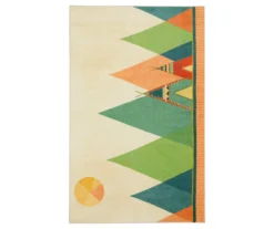 Southwest Tent Green & Teal Area Rug, (5' X 8')