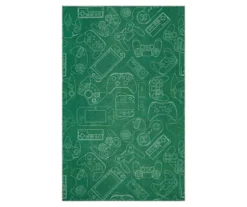 In Control Green & White Area Rug, (5' X 8')