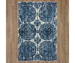 Portgate Cream & Blue Medallion Area Rug, (4' X 6') -Carpet Promotion 810599764 A0 2