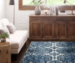 Portgate Cream & Blue Medallion Area Rug, (4' X 6') -Carpet Promotion 810599764 A0 3