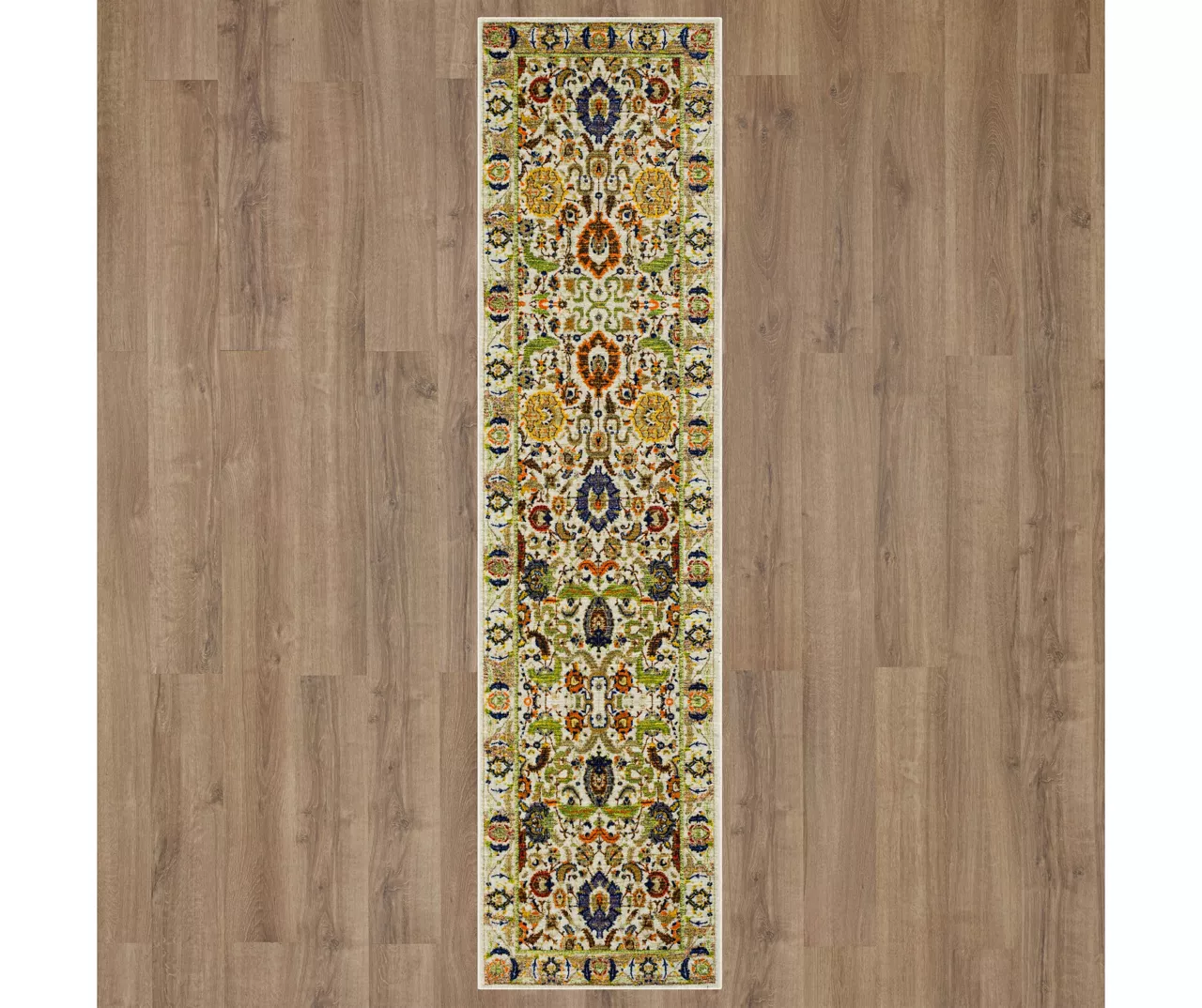 Silvie Cream & Multi-Color Ornamental Area Rug, (2.5' X 10') 3 Silvie Cream & Multi-Color Ornamental Area Rug, (2.5' X 10') - Image 3