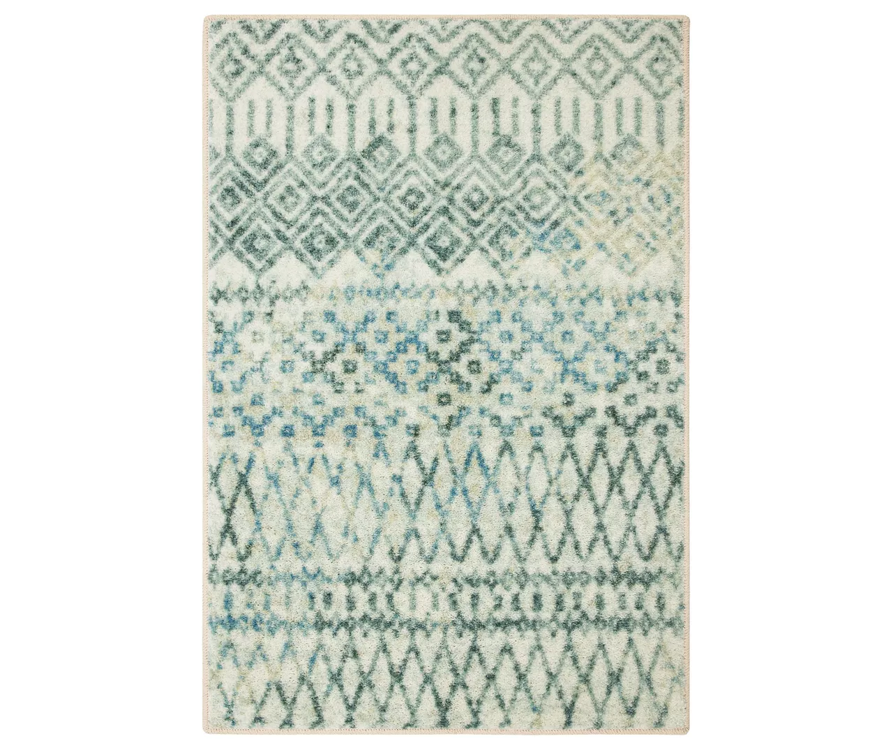 Prale Cream & Blue Geometric Area Rug, (2' X 3') 1 Prale Cream & Blue Geometric Area Rug, (2' X 3')
