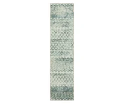 Prale Cream & Blue Geometric Area Rug, (2' X 8')