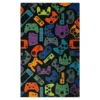 In Control Black & Multi-Color Game Controllers Area Rug, (3' X 5')