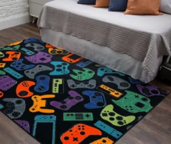 Mohawk In Control Black & Multi-Color Game Controllers Area Rug -Carpet Promotion 810599792 A0 4 1