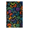In Control Black & Multi-Color Game Controllers Area Rug, (8' X 10')