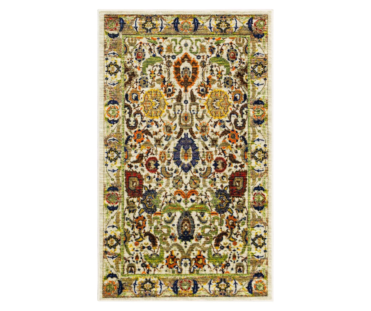 Silvie Cream & Multi-Color Ornamental Area Rug, (3' X 5') 1 Silvie Cream & Multi-Color Ornamental Area Rug, (3' X 5')