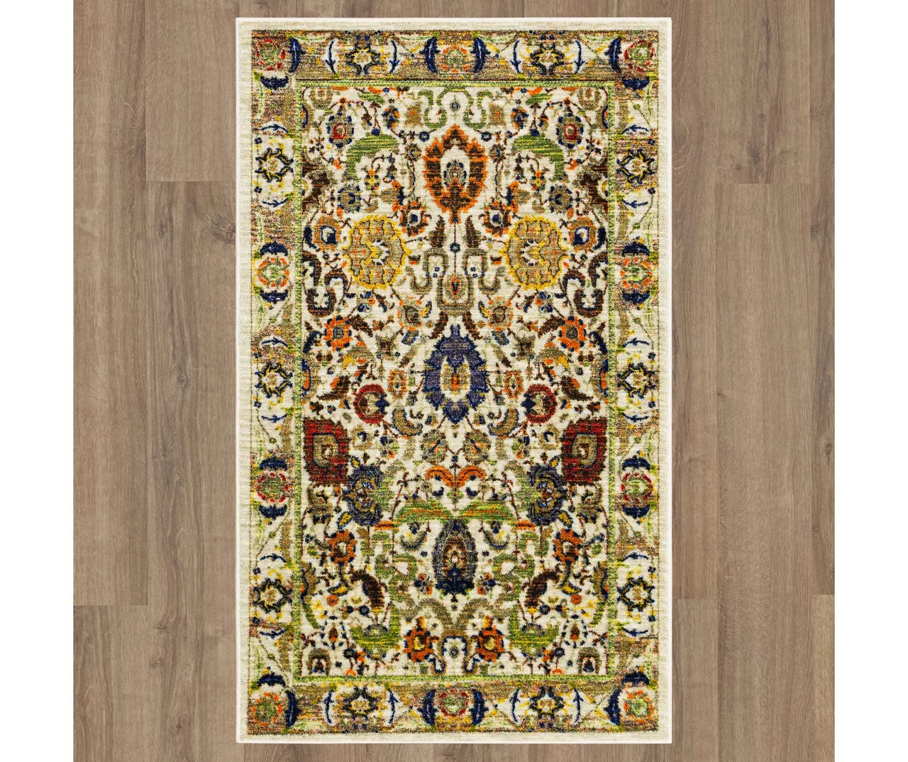 Silvie Cream & Multi-Color Ornamental Area Rug, (3' X 5') 4 Silvie Cream & Multi-Color Ornamental Area Rug, (3' X 5') - Image 4
