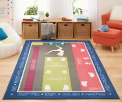 Blue & Multi-Color Gymnastics Area Rug, (5' X 8') -Carpet Promotion 810599806 A0 3
