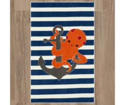 Mohawk Little Octopus Orange & Navy Stripe Area Rug -Carpet Promotion 810599808 A0 2 1 1