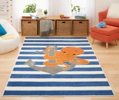 Mohawk Little Octopus Orange & Navy Stripe Area Rug -Carpet Promotion 810599808 A0 5 1