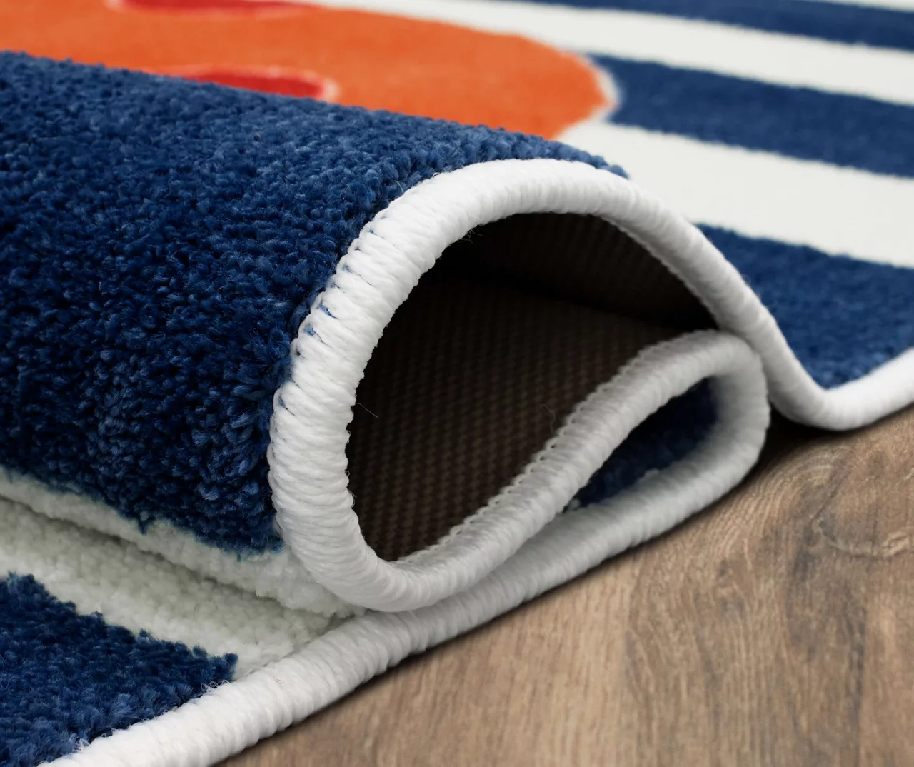 Little Octopus Orange & Navy Stripe Area Rug, (7.5' X 10') 6 Little Octopus Orange & Navy Stripe Area Rug, (7.5' X 10') - Image 6