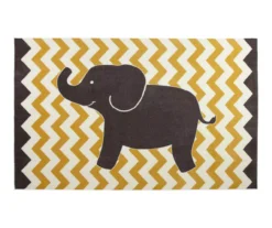 Lucky Elephant Yellow & Charcoal Zigzag Stripe Area Rug, (5' X 8')