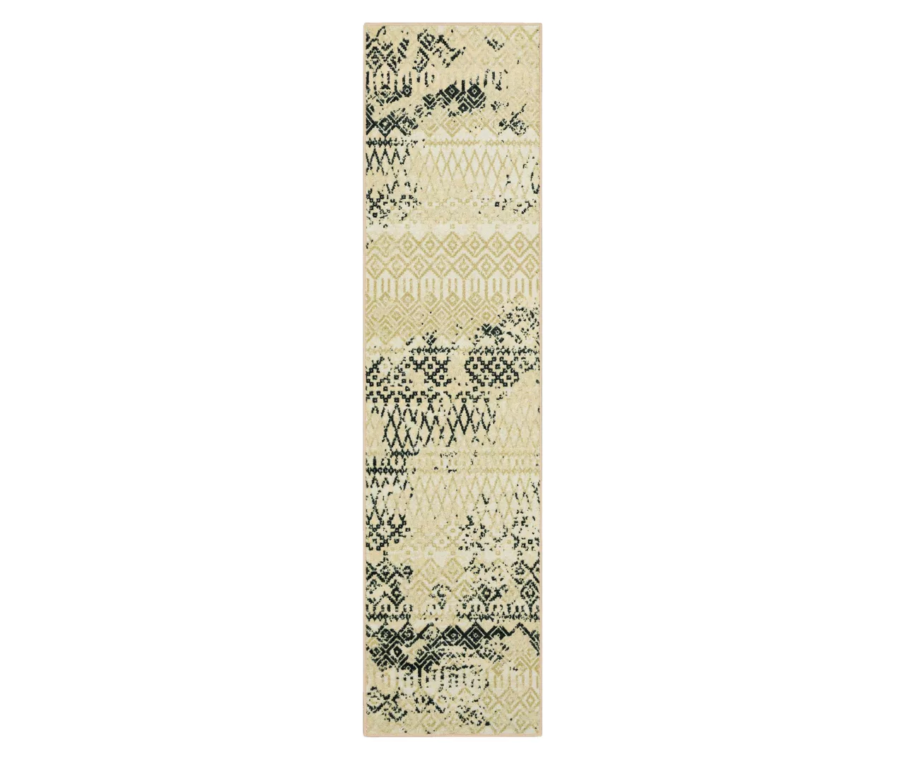 Prale Beige & Black Geometric Area Rug, (2' X 6') 1 Prale Beige & Black Geometric Area Rug, (2' X 6')