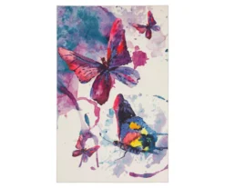 Purple & Pink Watercolor Butterfly Area Rug, (5' X 8')