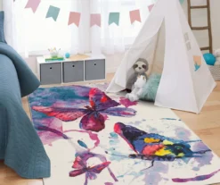 Purple & Pink Watercolor Butterfly Area Rug, (5' X 8') -Carpet Promotion 810599824 A0 3