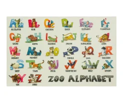 Beige & Multi-Color Alphabet Zoo Area Rug, (8' X 10')