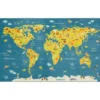 Blue & Yellow Animal Map Area Rug, (8' X 10')