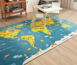 Blue & Yellow Animal Map Area Rug, (8' X 10') -Carpet Promotion 810599833 A0 4